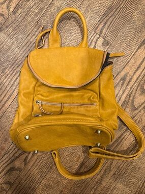 ModCloth Mustard Yellow Faux Leather Backpack